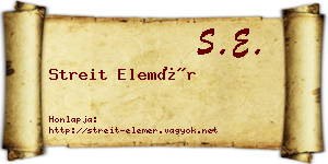 Streit Elemér névjegykártya