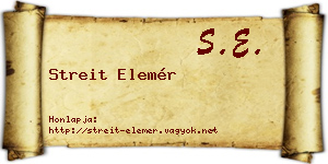 Streit Elemér névjegykártya